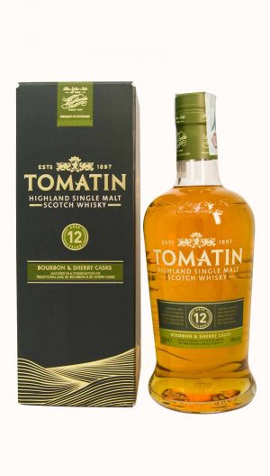 Una bottiglia di whisky Single Malt Tomatin 12 years old prodotto dalla distilleria Tomatin